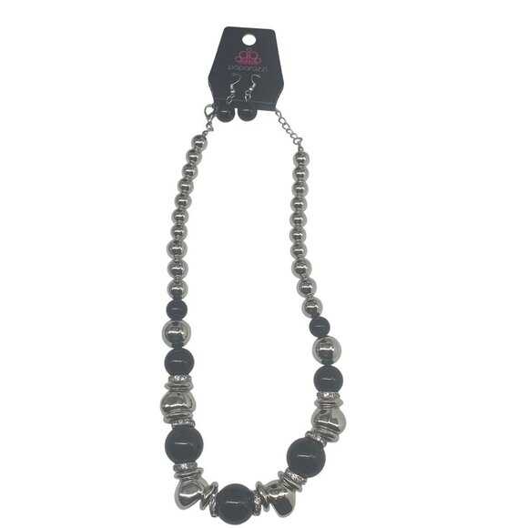 Paparazzi Jewelry Hollywood Haute Spot Black Necklace & Earrings Set  For Women - Picture 8 of 8